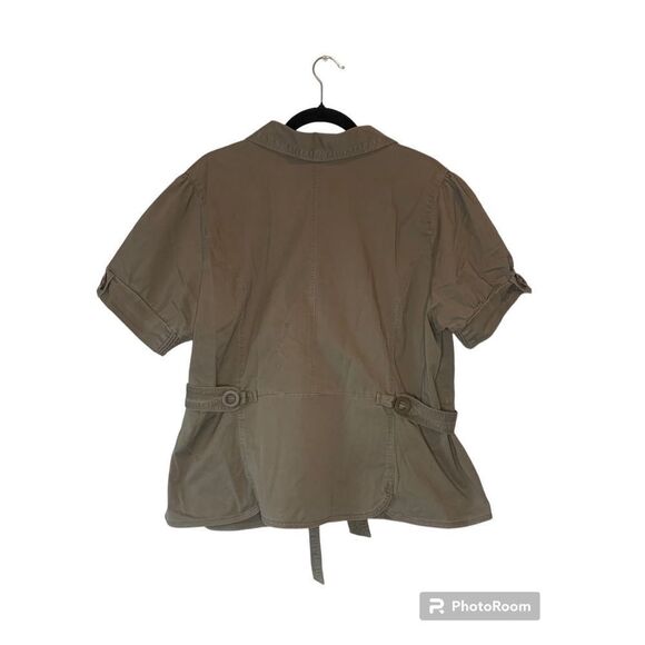 Gitano Women's Taupe Short Sleeve Button Front Belted Blouse Size 20W - Picture 2 of 3